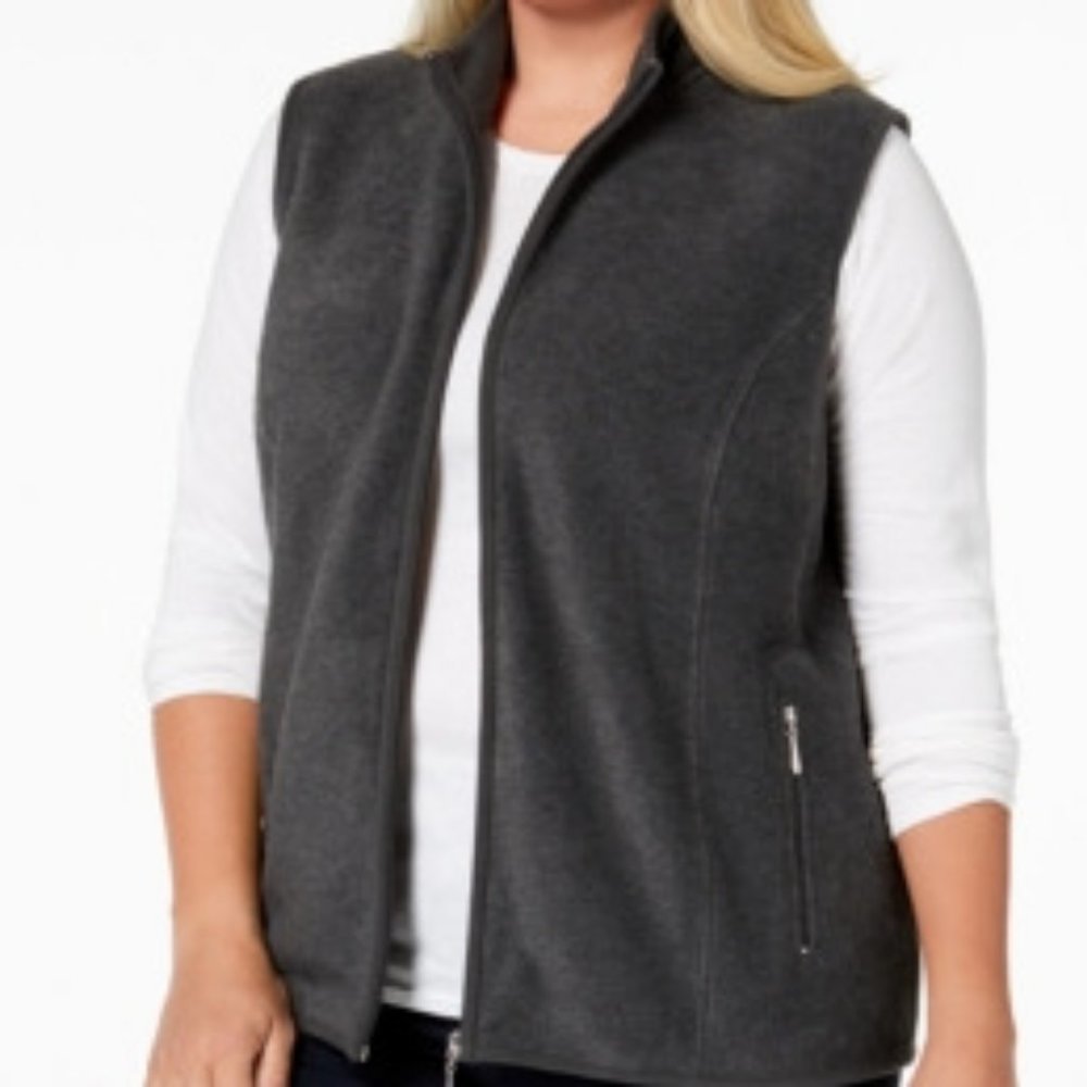 Karen Scott Plus Size Zero proof Fleece Vest
